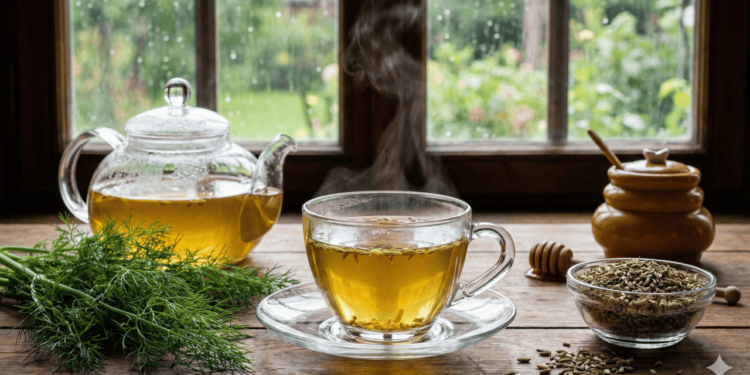 O chá de funcho para gases é conhecido por ajudar o corpo a eliminar o ar acumulado no intestino