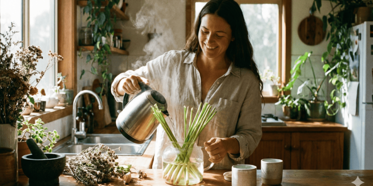 O capim-limão é considerado um calmante natural porque contém substâncias como citral, mirceno e geraniol