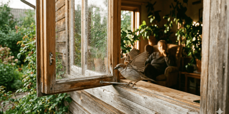 A energia associada a um pássaro na janela varia conforme o contexto