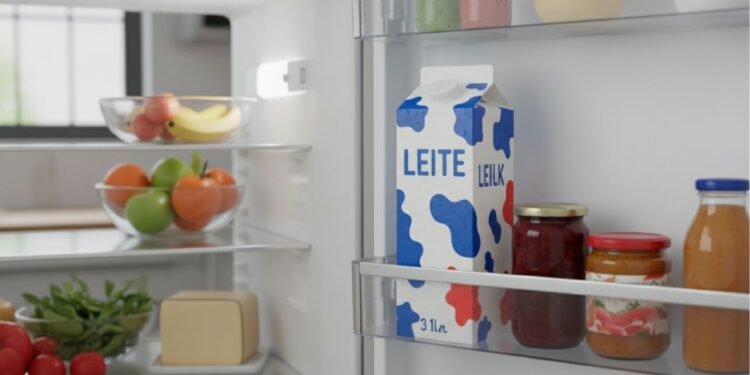 O erro comum ao guardar leite na porta da geladeira