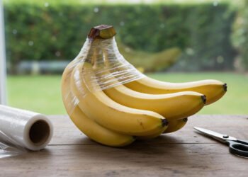 Envolver os cabos das bananas com plástico filme: o truque da longevidade