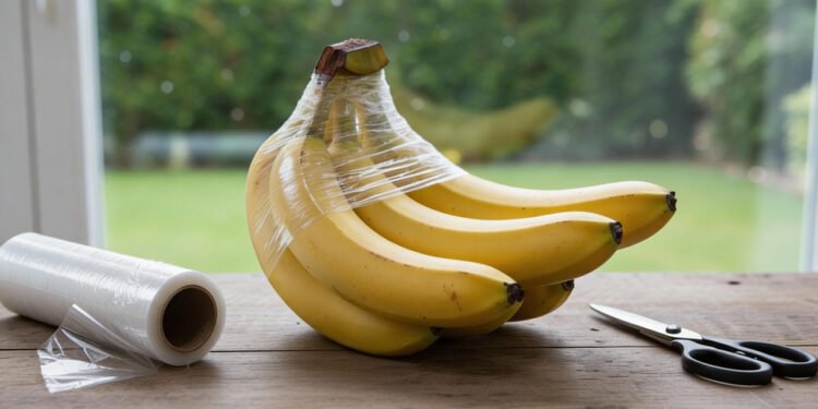 Envolver os cabos das bananas com plástico filme: o truque da longevidade
