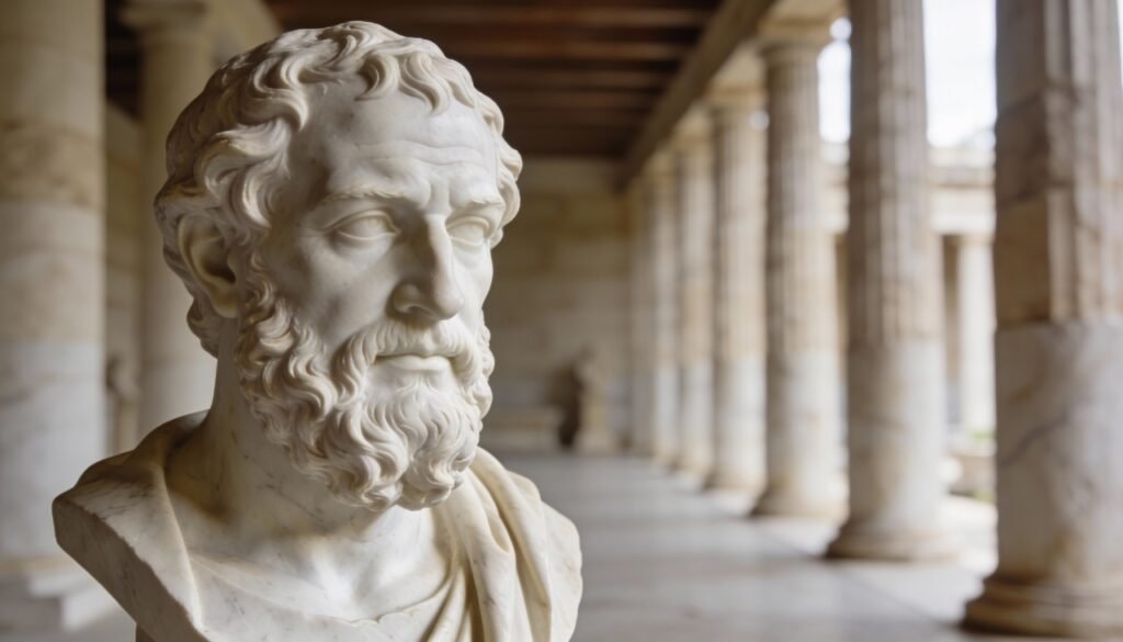 Citação do dia sobre dor e prazer, de Aristóteles: "O objetivo do sábio não é obter prazer, mas..."