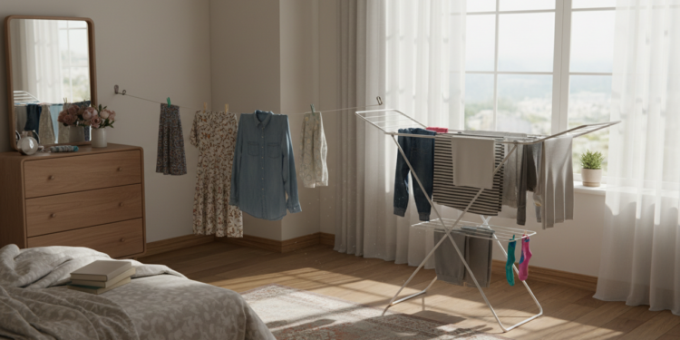 Poucos sabem que secar roupa dentro do quarto pode causar mofo e alergia