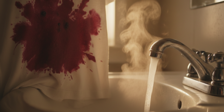 O erro fatal de usar água quente em manchas de sangue no lençol