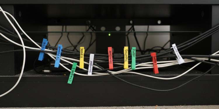 Como usar prendedores de saco de pão para identificar cabos e fios atrás da TV