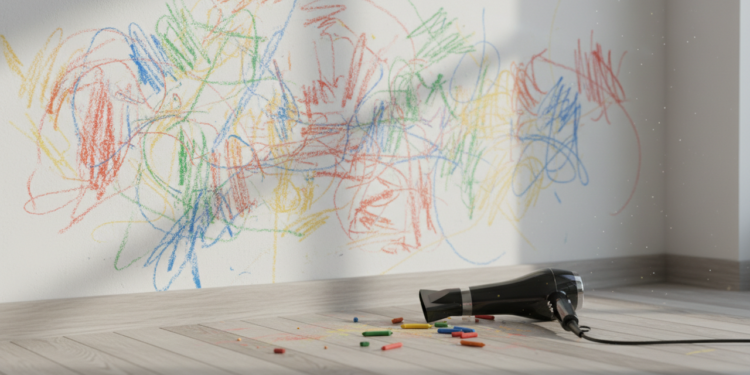 Riscos de giz de cera na parede: por que o secador de cabelo é a melhor ferramenta