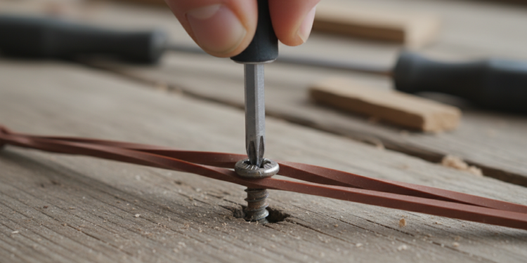 Elástico largo sobre a cabeça do parafuso espanado: a solução para retirá-lo