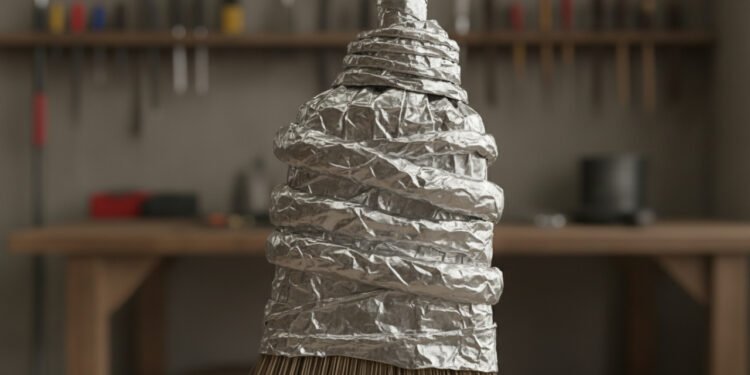 Poucos sabem qual é a finalidade de colocar papel alumínio na vassoura