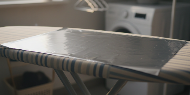 O truque do papel alumínio na tábua de passar: desamasse roupas 3x mais rápido