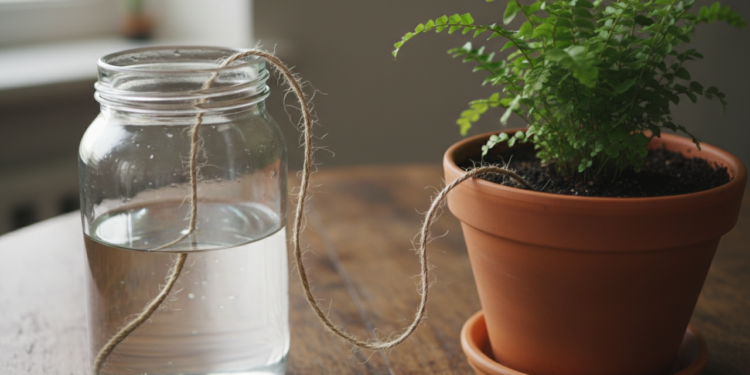 O truque do barbante para regar plantas enquanto você viaja (férias salvas)