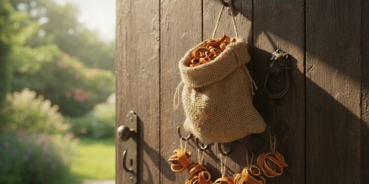 Poucos sabem qual o sentido de pendurar um saco com cascas de laranja secas na porta