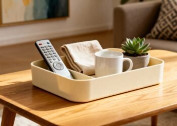 Como uma bandeja bonita na mesa de centro pode transformar bagunça em uma decoração incrível