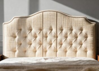 Faça você mesmo uma cabeceira estofada usando uma placa de madeira, espuma e tecido grampeado para decorar o quarto gastando pouco