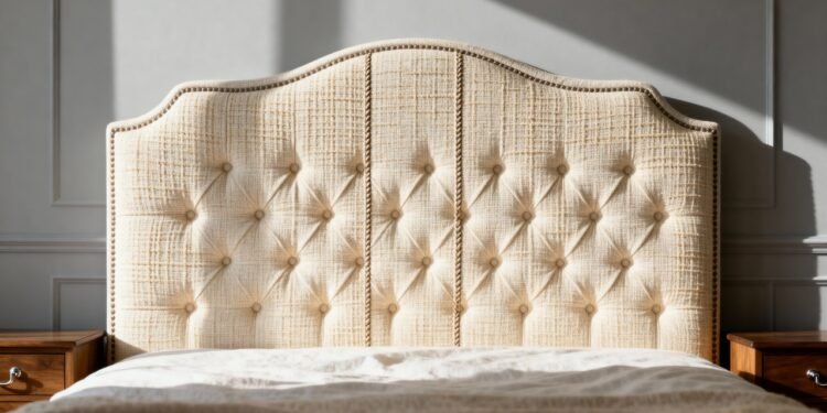 Faça você mesmo uma cabeceira estofada usando uma placa de madeira, espuma e tecido grampeado para decorar o quarto gastando pouco