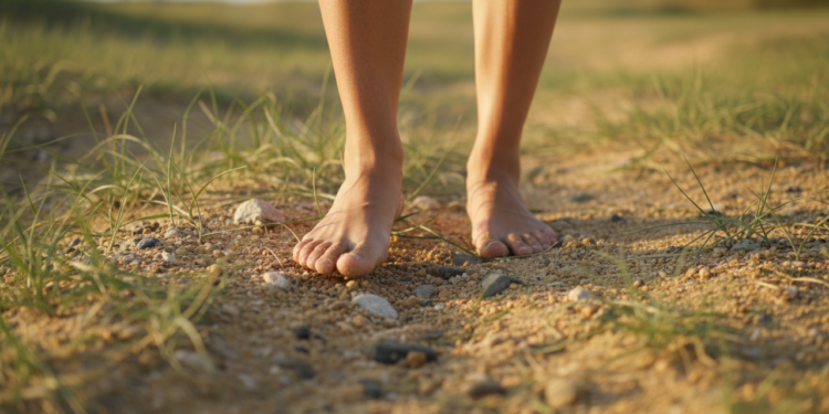 Por que andar descalço em superfícies irregulares (grama, areia) ocasionalmente?