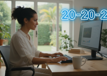 A regra importante do 20-20-20 para quem usa computador o dia todo