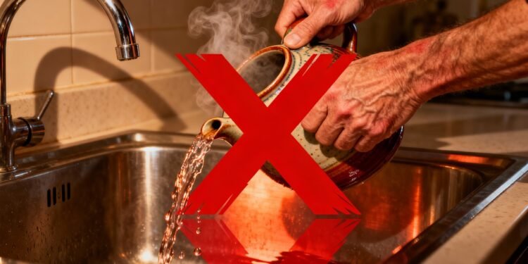 Por que você deve evitar despejar água fervente na pia da cozinha a todo custo