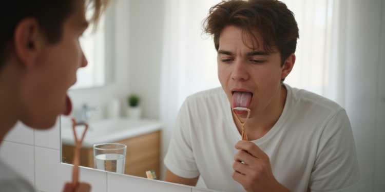 O que acontece quando você raspa a língua antes de beber água pela manhã?
