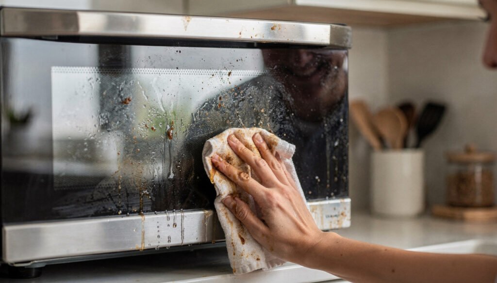 Como manter a porta do micro-ondas sempre limpa com ingredientes simples e baratos