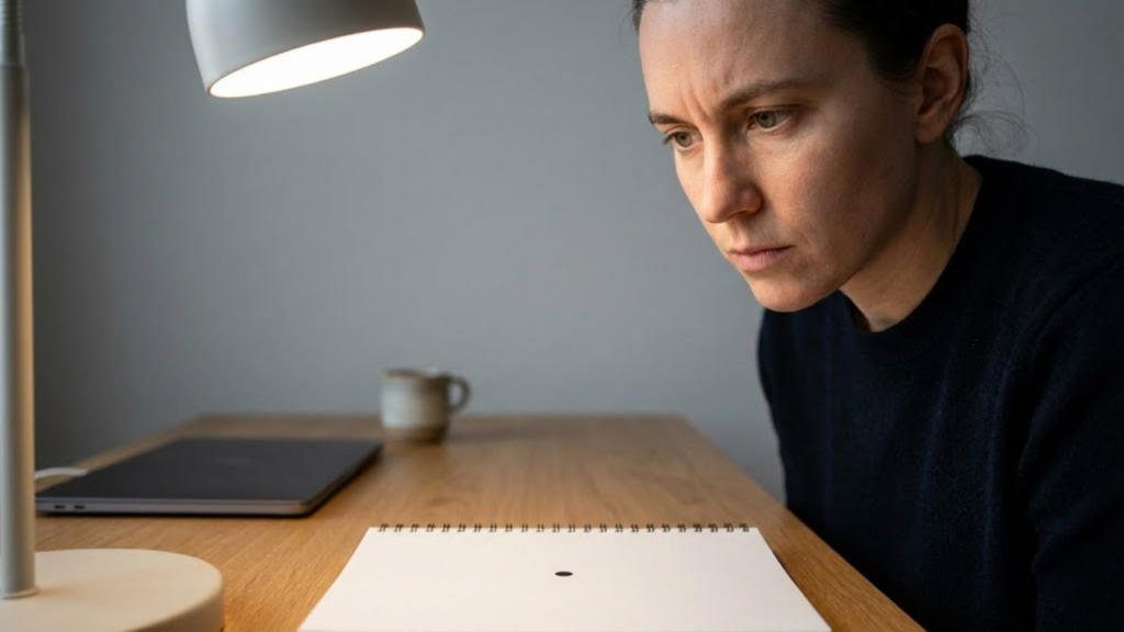 Técnica de foco visual de 30 segundos usada para preparar a mente antes do trabalho