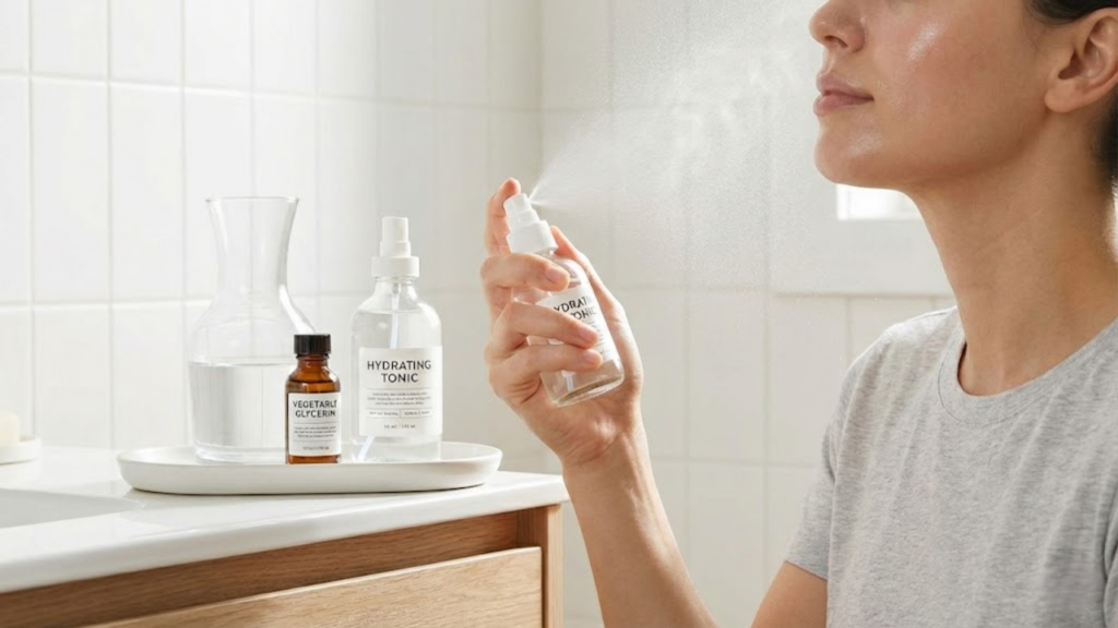 Mistura de glicerina vegetal com água como umectante simples que hidrata a pele
