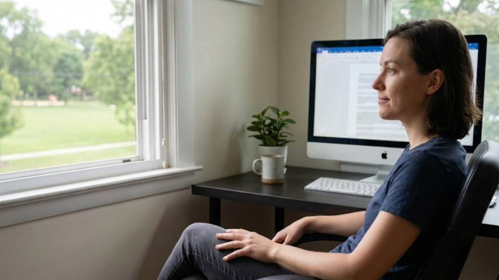 Regra 20-20-20 orienta pausas visuais regulares para reduzir fadiga ao usar computador