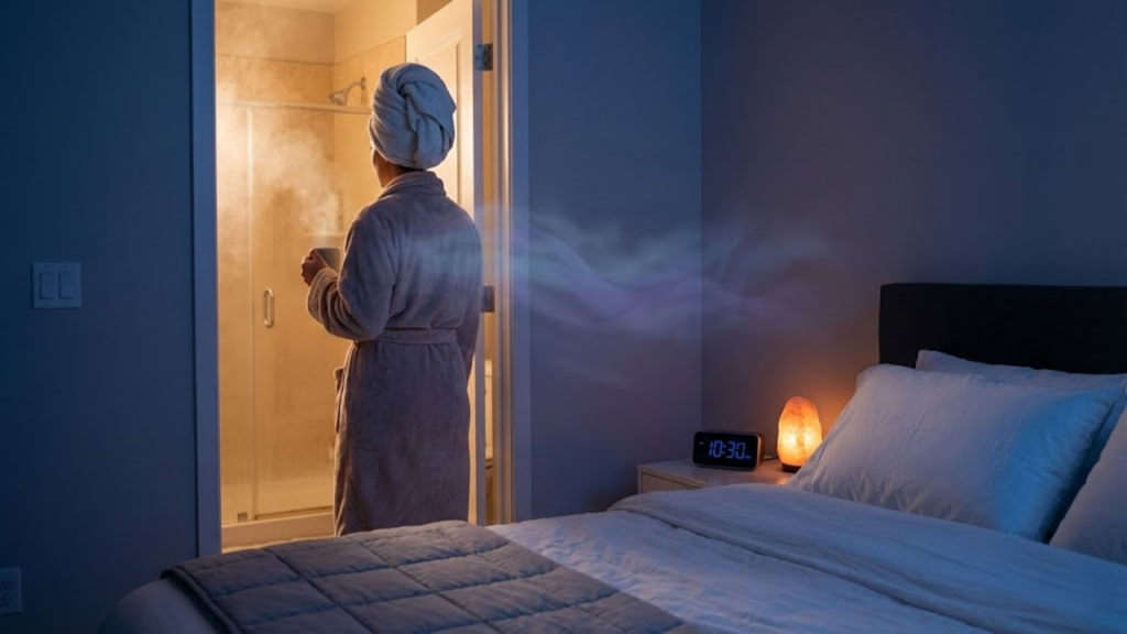 Efeito do banho morno antes de dormir na regulação do sono e relaxamento
