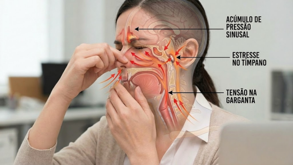 Riscos de segurar o espirro e a pressão gerada nas vias respiratórias

