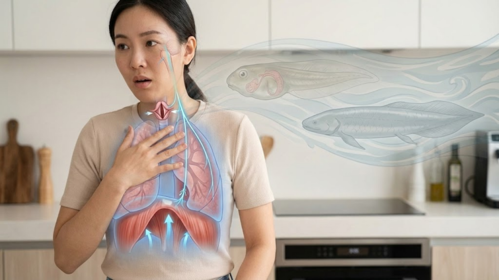 Explicação evolutiva dos soluços como reflexo involuntário do sistema nervoso
