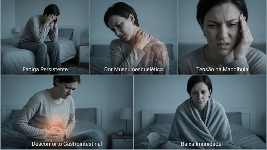 Sinais físicos precoces do burnout silencioso antes do esgotamento mental
