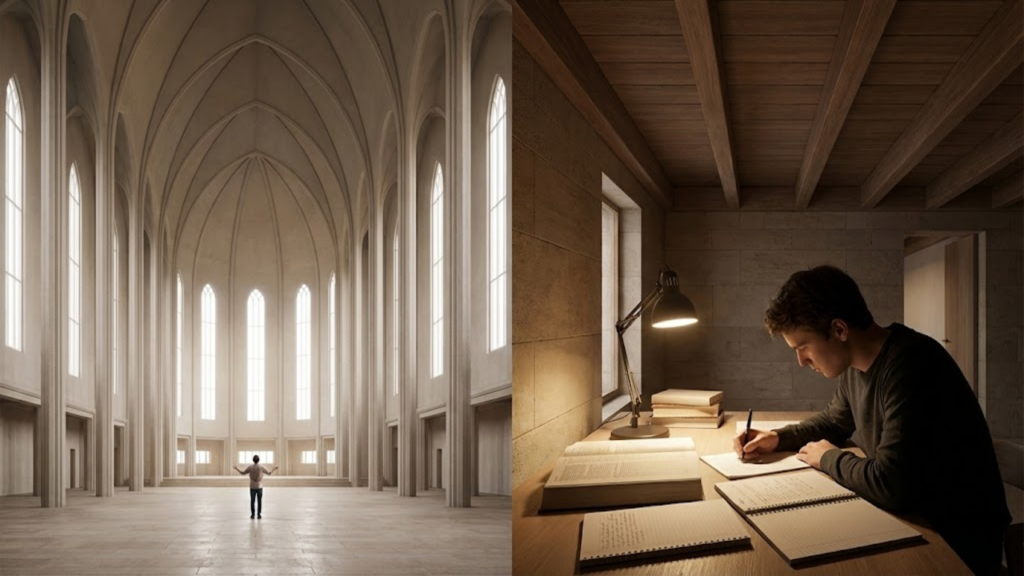 Influência da altura do pé-direito na criatividade, concentração e sensação no ambiente
