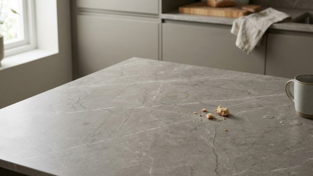 Comparação entre bancadas claras e escuras quanto à visibilidade da sujeira diária
