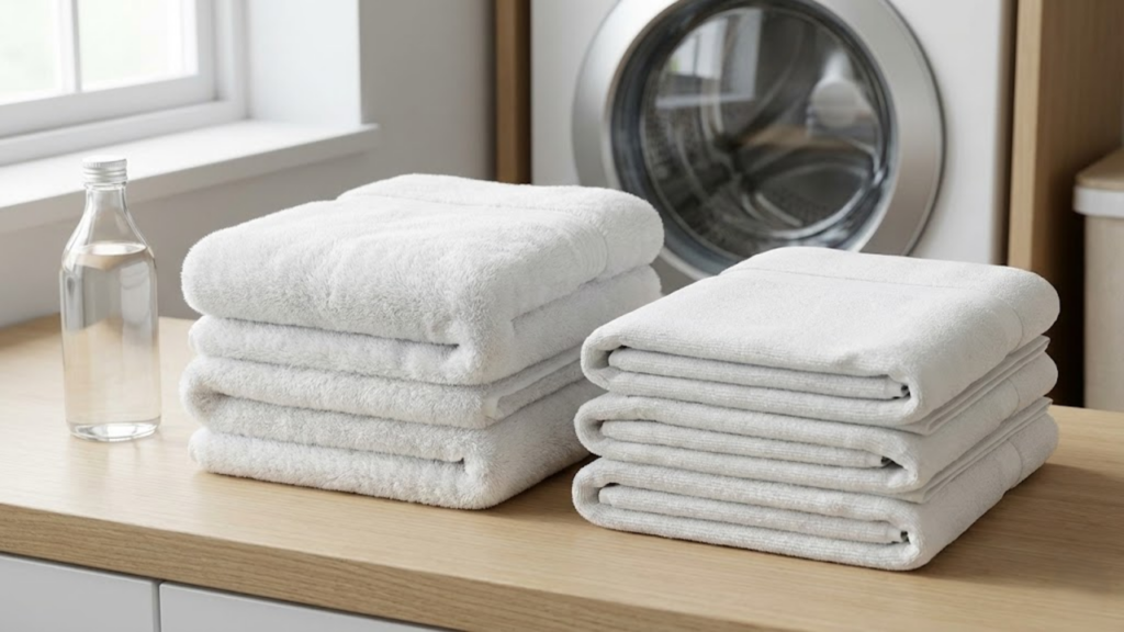 Uso do vinagre no lugar do amaciante para manter toalhas macias e mais absorventes
