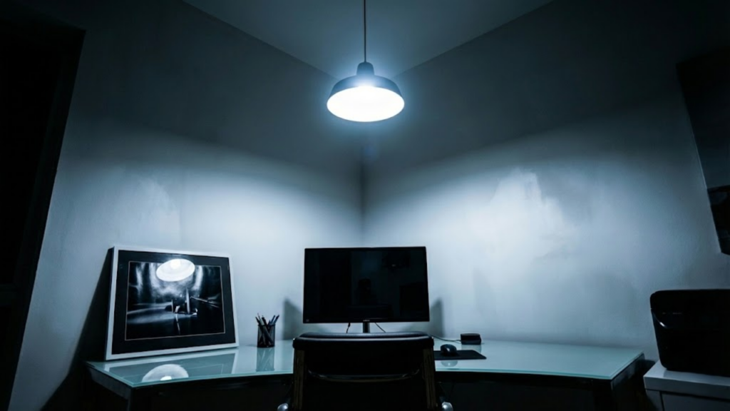 Iluminação inadequada e cintilante que sobrecarrega a visão e pode desencadear enxaquecas
