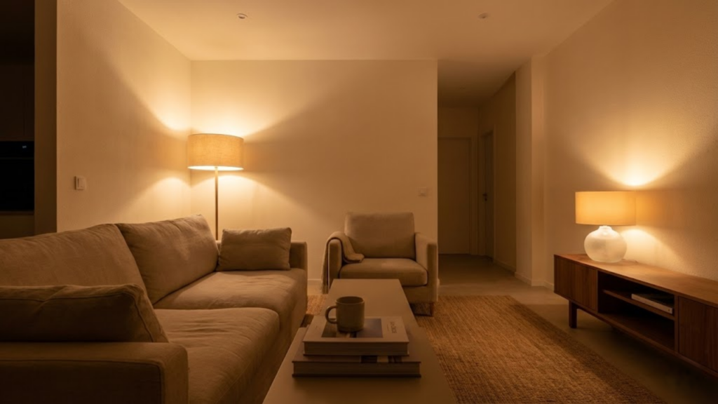 Iluminação inadequada e cintilante que sobrecarrega a visão e pode desencadear enxaquecas
