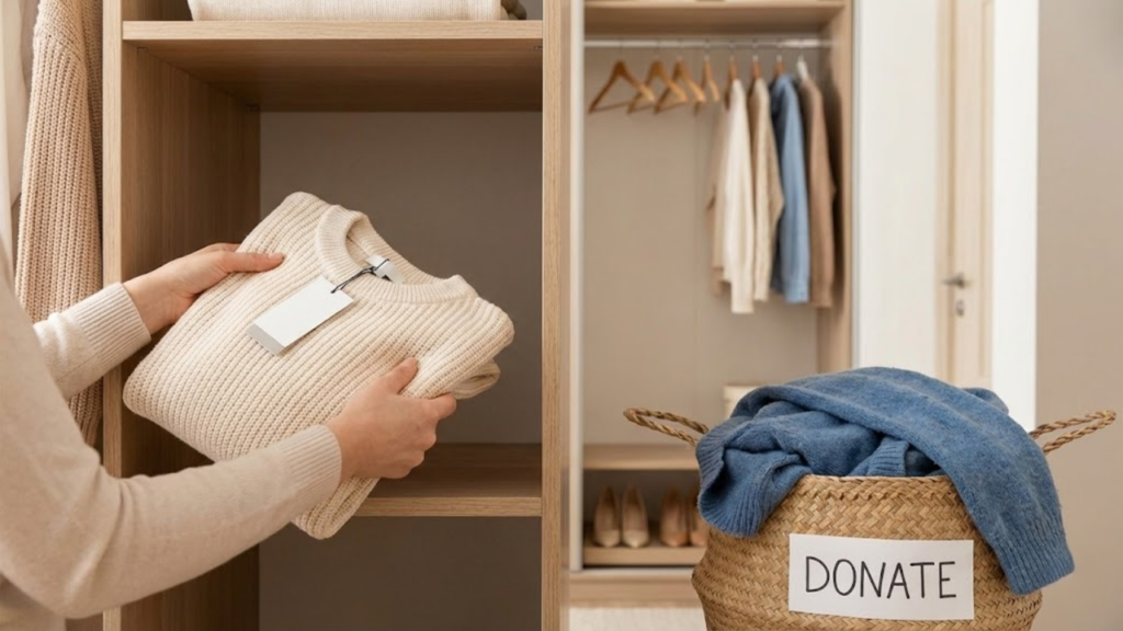 Aplicação da regra um entra, um sai para controlar excessos e manter armários organizados
