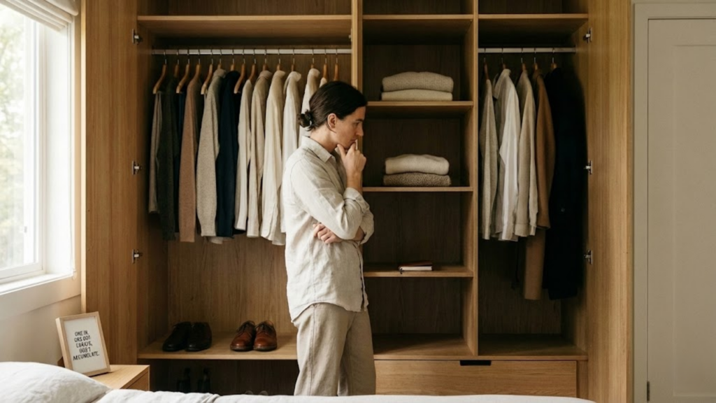 Aplicação da regra um entra, um sai para controlar excessos e manter armários organizados
