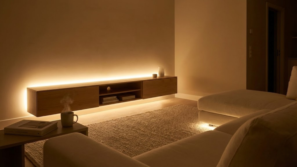 Exposição à luz de LED atrás de móveis pode causar fadiga visual e desconforto nos olhos
