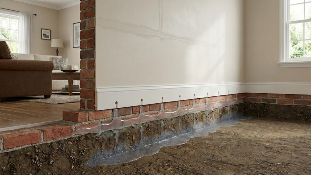 Falha construtiva que permite a umidade ascender pelas paredes em casas novas
