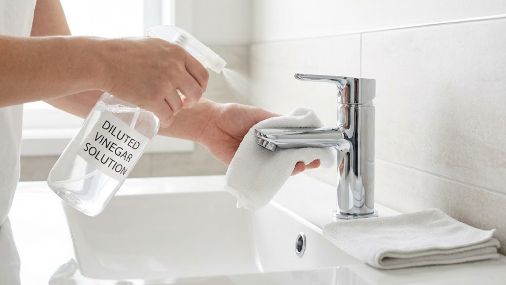 Uso do vinagre na limpeza que protege torneiras e previne manchas duradouras
