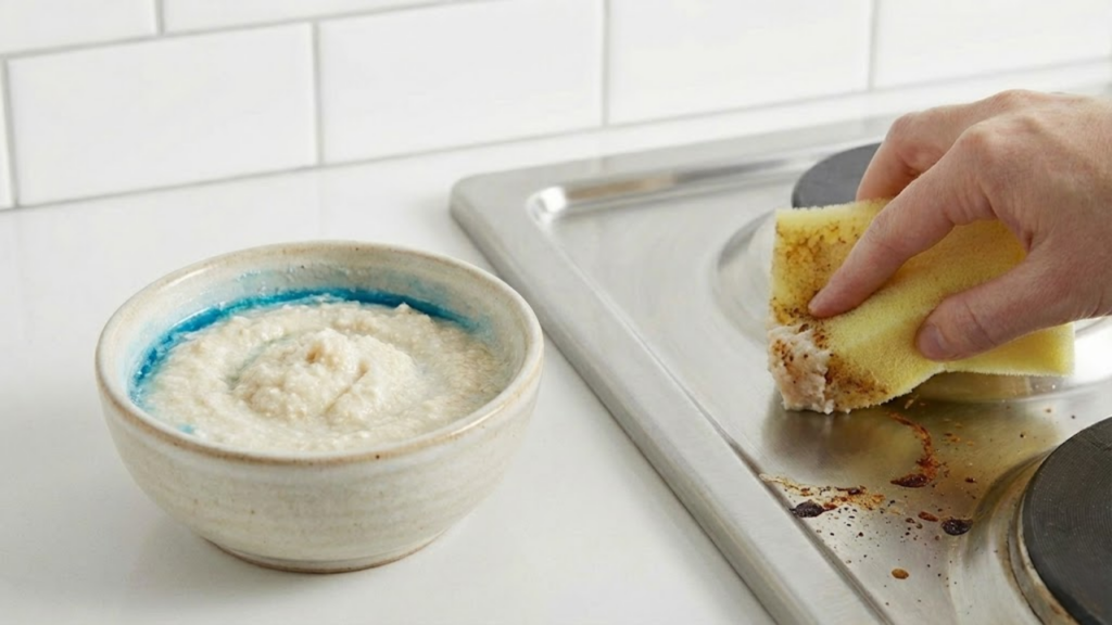 Mistura de bicarbonato e detergente usada para remover sujeira pesada
