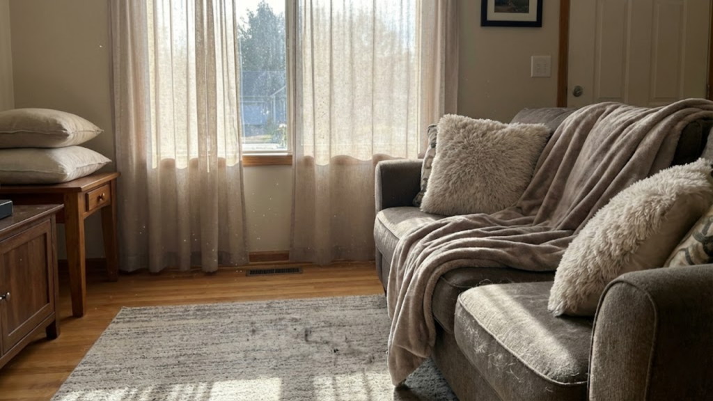 Acúmulo excessivo de pó em casas relacionado ao uso frequente de têxteis sintéticos
