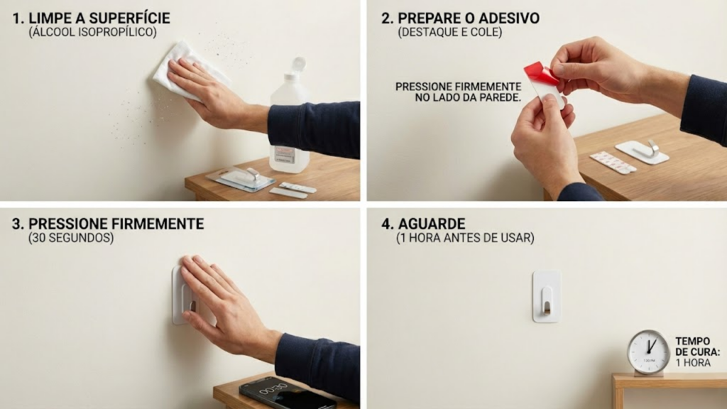 Métodos adesivos removíveis permitem pendurar quadros e toalhas sem furar a parede
