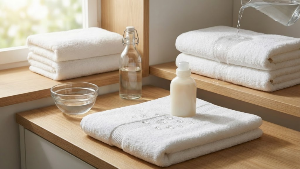 Uso do vinagre em toalhas novas melhora a absorção e acelera a secagem
