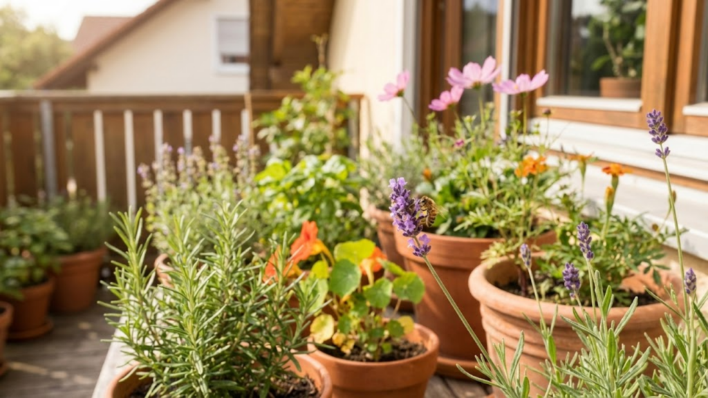 Presença de abelhas ao redor da casa associada a flores, abrigo e equilíbrio ambiental
