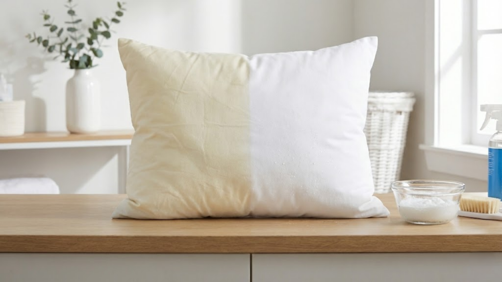 Mistura simples e pouco conhecida usada para clarear travesseiros amarelados