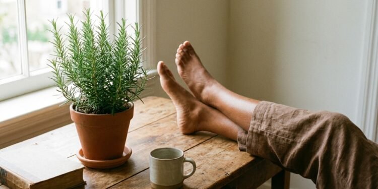 Alecrim fresco é a planta medicinal da medicina natural que promove circulação saudável e alivia varizes