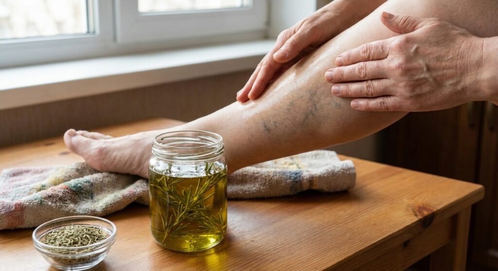 Preparação de óleo medicinal de alecrim: remédio natural caseiro para tratamento holístico de varizes
