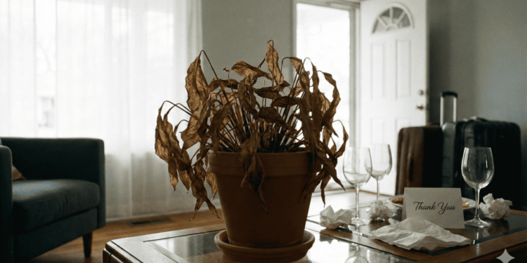 Em diversas culturas, especialmente na tradição popular brasileira, a morte súbita de uma planta após a visita de alguém